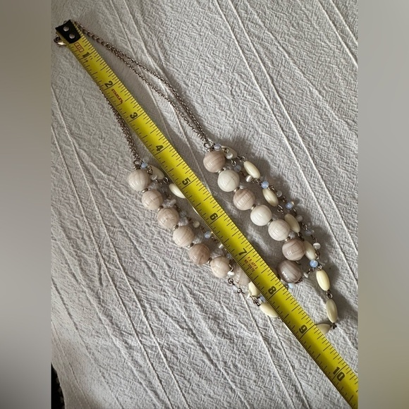 Necklace Choker Bead Opalite Glass Calcite Rock Acrylic on Gold Tone Chain 0623 - Picture 3 of 9